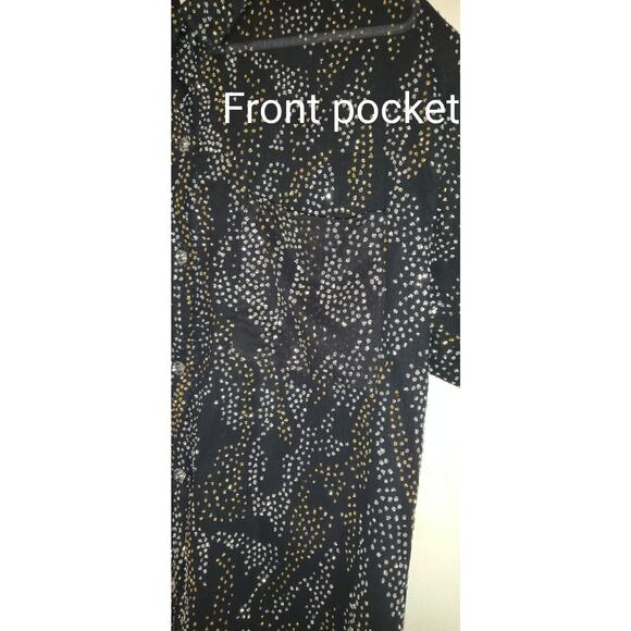 Francine Browner Black Sheer Blouse Top SMALL 80's GOLD & SILVER GLITTER USA - Picture 4 of 13